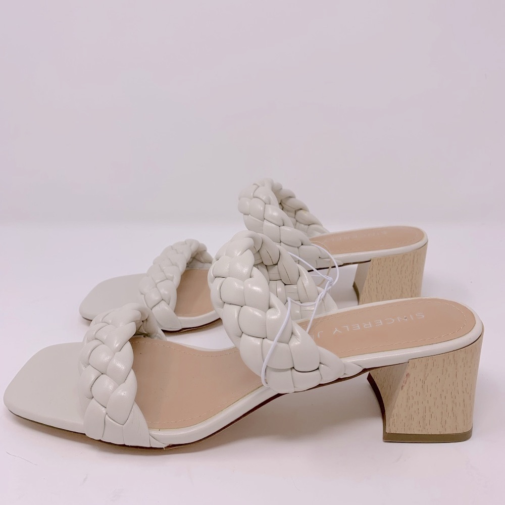 NWT Sincerely Jules Braided Wooden Onyx Block Heel - Picture 3 of 6